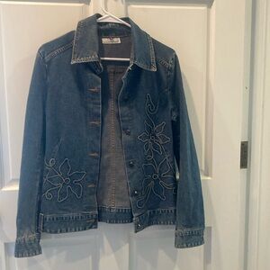 Denim jacket floral embroidery